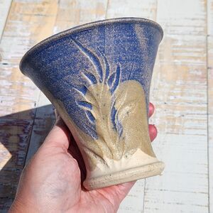 Studio Art Pottery Vase Hand Thrown Stoneware Drip Glaze Nature Inspired Earthen